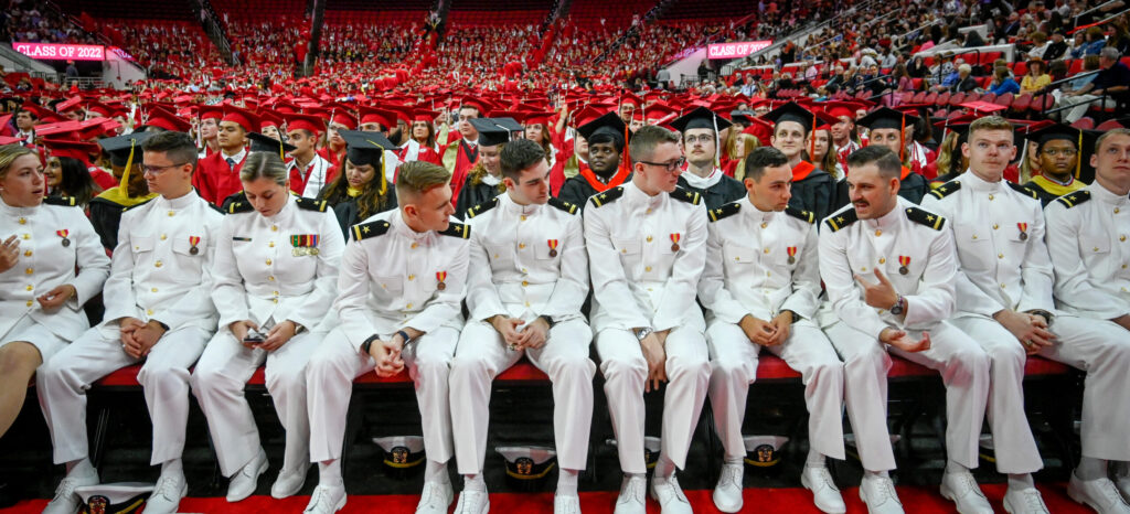 Students and families participate in the Graduation ceremonies at PNC Arena, Spring 2022. Photo by Marc Hall