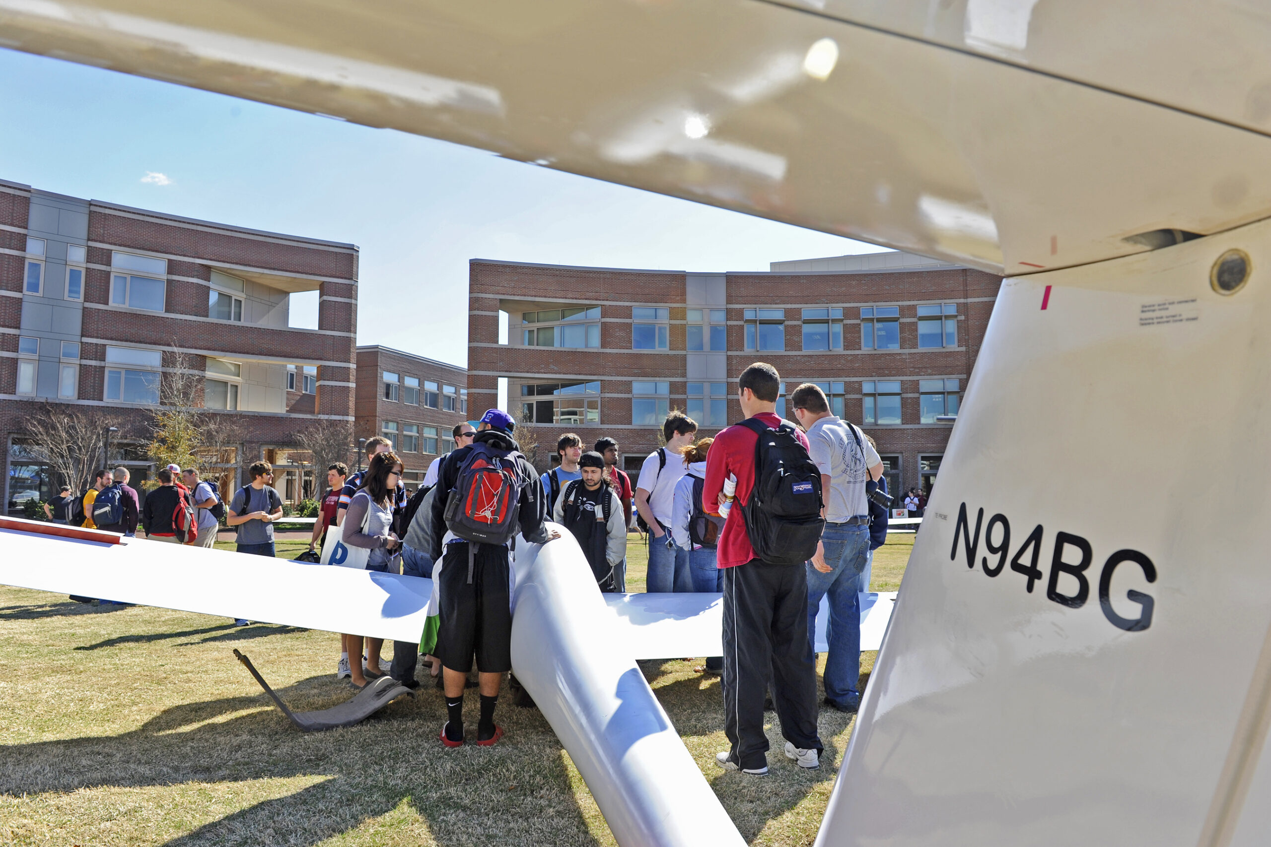 Sailplanes visit the Engineering complex Thursday, March 24 on Centennial Campus. 