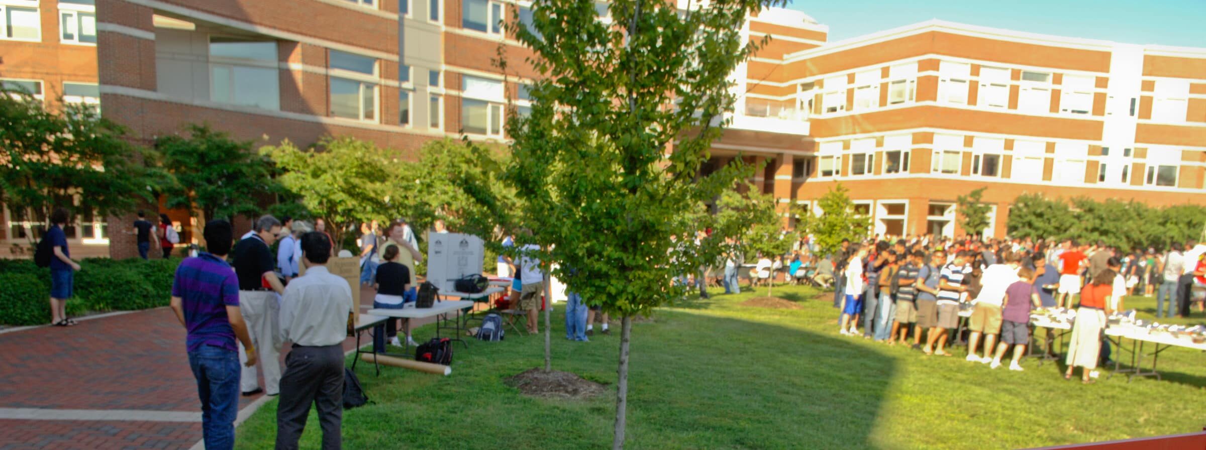 Students enjoy the Engineering Bash in the Engineering complex on Centennial.